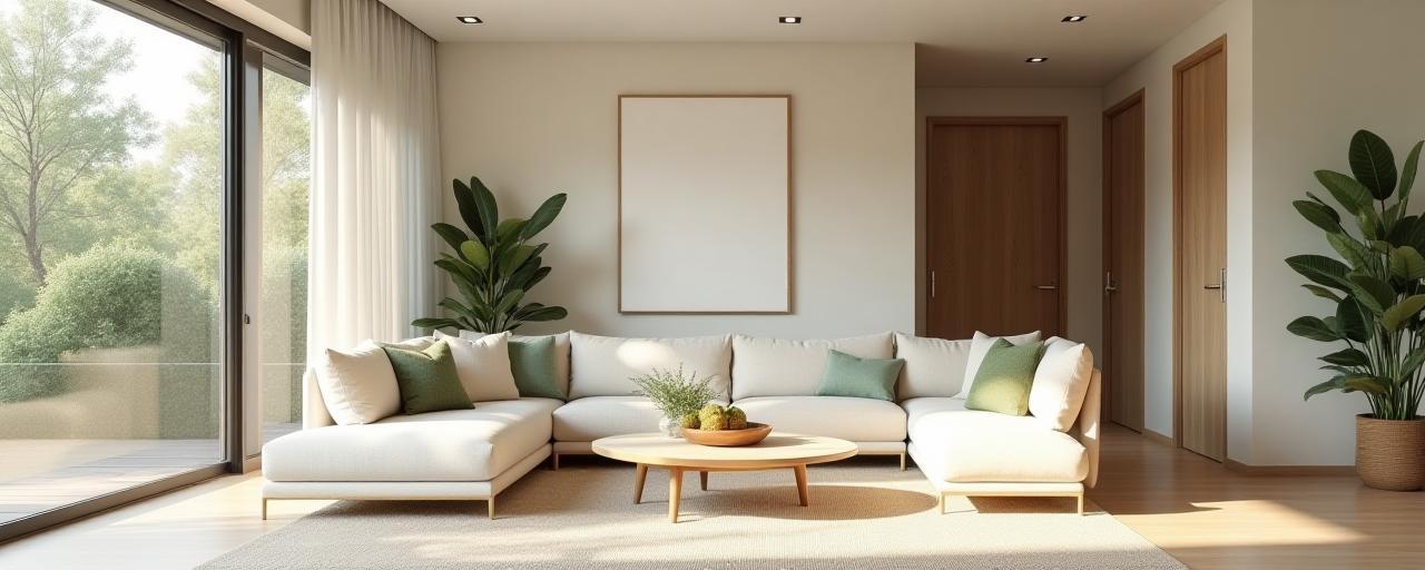 Elegant sustainable living room designed by Pinnacle Living Interiors